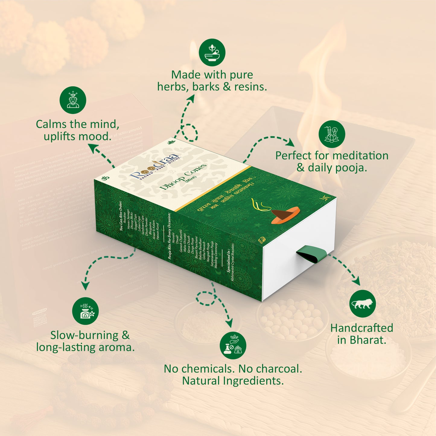 Mint Dhoop Cones